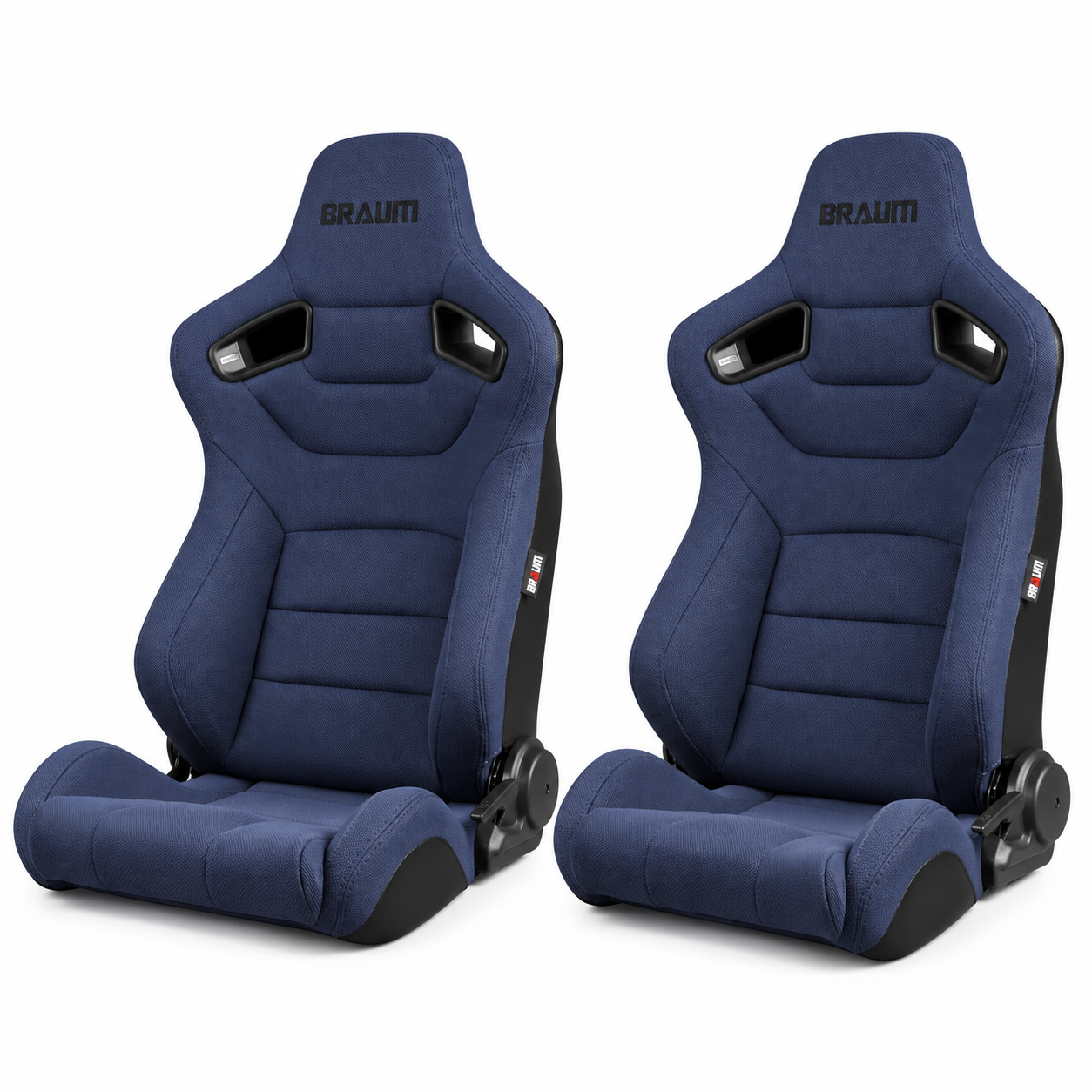 Braum Elite Series Blue Cloth Black Stitch Racing Seats: Pair